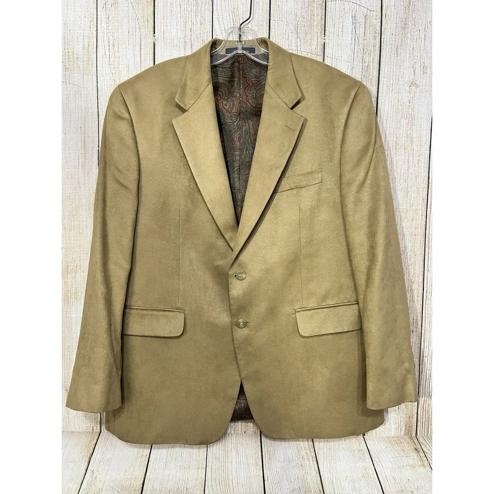 Lauren Ralph Lauren Faux Suede Sport Coat Blazer Men 42S Camel Academia Heritage